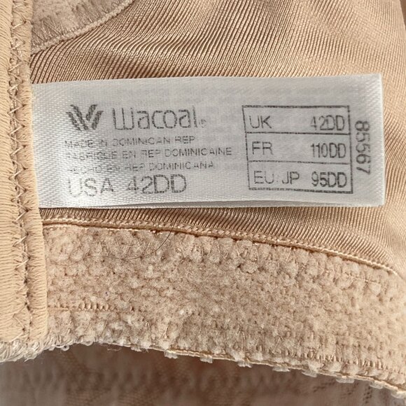 WACOAL 85567 SAND NUDE CALLA LILY JACQUARD AWARENESS UNDERWIRE BRA Size 42DD - Picture 7 of 11